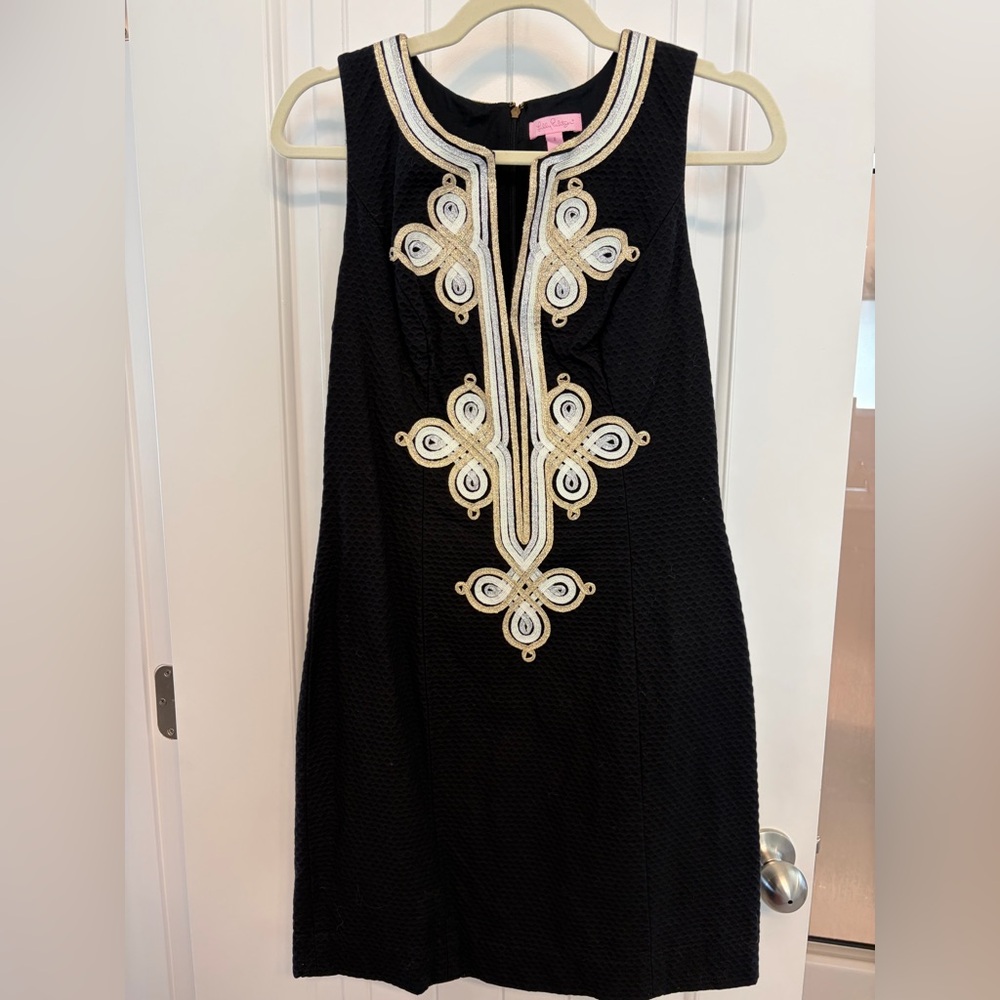 Lilly Pulitzer Black and Gold Mini Dress
